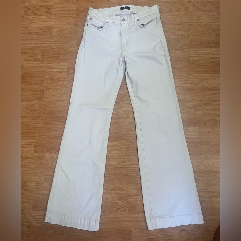 7 Dojo White 29 seven for all mankind flare summer denim boho western FLAW